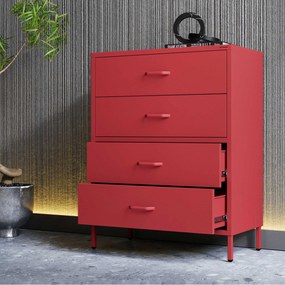 Komoda szafka metalowa czerwona Modern CARLA, 800 x 1015 x 400 mm