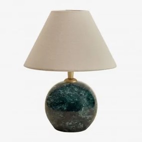 Lampa Stołowa Z Naturalnego Kamienia Marvexi Zielony Marmur Udaipur & Biały Ø20 Cm - ↑10 Cm Menorca - Sklum