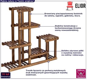 Drewniany pięciopoziomowy kwietnik - Palmer