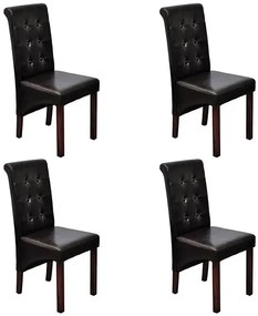 Zestaw 4 pikowanych krzeseł z ekoskóry wenge - Akto