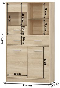 Szafka TEYO 2D1W1S, dąb sonoma