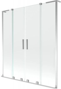 Mexen Velar L Duo parawan nawannowy 2-skrzydłowy rozsuwany 160 x 150 cm, transparent, chrom - 896-160-003-02-01