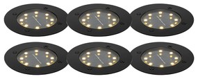 Zestaw 6 opraw gruntowych czarnych z LED solarne IP65 - Terry