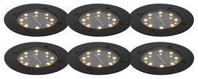 Zewnetrzna Zestaw 6 czarnych lamp ogrodowych naziemnych z LED IP65 zasilanych energią słoneczną - Terry Nowoczesny Oswietlenie zewnetrzne