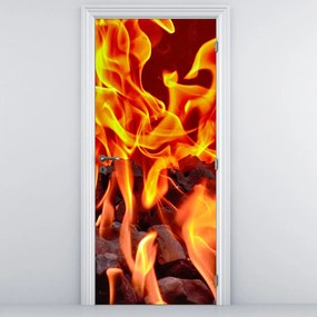 Fototapeta na drzwi - Płonące węgle (95x205cm)