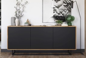 Trzydrzwiowa komoda w stylu loft Apollo 39 dąb wotan/czarny