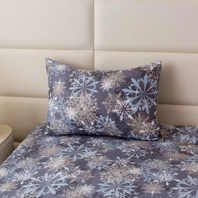 Poszewka na poduszkę z mikrofibry SNOWFLAKE 50x70 cm, niebieskoszara
