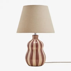 Lampa Stołowa ↑40 Cm Z Ceramiki I Lnu Jolira Terracota - Sklum