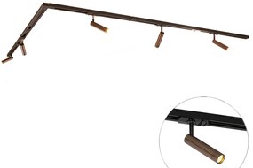 Nowoczesny system oświetlenia szynowego z 5 reflektorami w kolorze ciemnego brązu, jednofazowy - Iconic Ivy