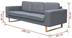 Jasnoszara 3-osobowa sofa - Megro