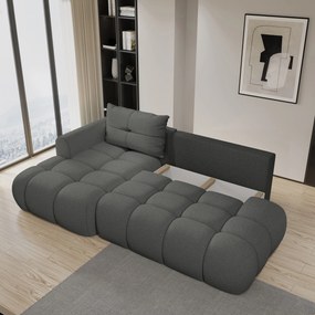 Masseno Narożnik FLUMA z funkcją spania i pojemnikiem na pościel Narozniki L, Rozkładana sofa - Szary, QUELLE 92