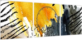 Obraz - Abstrakcyjna akwarela (z zegarem) (90x30 cm)