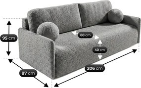 Sofa VENI Rozkładana Dwuosobowa Ciemnoszara Boucle Nowoczesna