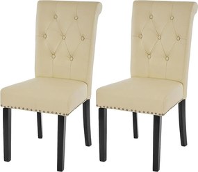 Krzesło do jadalni Chesterfield Il (zestaw 2 sztuk),  imitacja skóry, kremowy, ciemne nogi