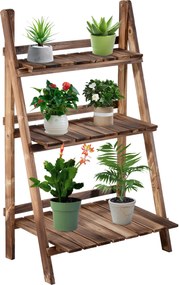 Outsunny Stojak na Kwiaty Drewniany Regał Kwietnik Wypalany Design do Ogrodu Balkonu 60x37x93cm | Aosom PL