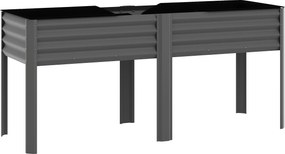 Outsunny Skrzynia z metalu, extra duży pojemnik do sadzenia z wzmocnieniami i wkładem włókninowym, 180 x 55 x 80 cm, ciemnoszary | Aosom PL