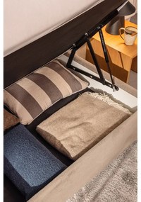 Szare tapicerowane łóżko jednoosobowe ze schowkiem i materacem 90x200 cm Avela – Bonami Selection