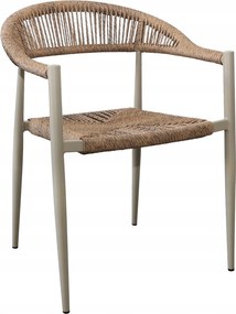 Krzesło Ogrodowe Beżowe 56x60x78 cm Plecione Sznurki Nowoczesne Wytrzymałe