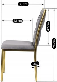 Zestaw Stół Rozkładany IBIZA 160-240 cm Czarny Marmur/Złoty i 4 Krzesła DAN Szare