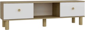 Stojak pod TV – 150 cm x 40,6 cm – Dąb szafirowy i biały – MDF