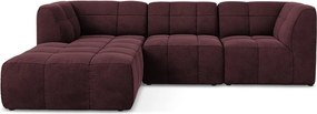 Bordowy aksamitny narożnik (lewostronny/z szezlongiem) Aloha – Makamii