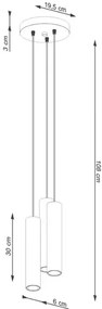 Beżowa nowoczesna lampa wisząca z trzema tubami C7-H39