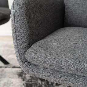 Krzesło Tapicerowane Obrotowe do Salonu PAUL Ciemnoszare Nowoczesne