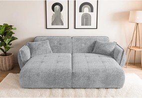 Jasnoszara sofa z tkaniny szenilowej z szezlongiem 252 cm Nelia Big – Ropez