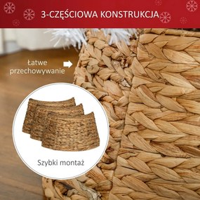 HOMCOM Osłona na stojak do choinki, rustykalna, wzór plecionki, wodna hiacynta, wzmocnienie metalowe