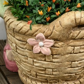 Outsunny Figurka ogrodowa "Dziewczynka z koszem na kwiaty", ozdoba ogrodowa, odporna na warunki atmosferyczne, 20 cm x 30 cm x 40 cm