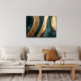 Obraz - Zielona abstrakcja ze złotem I. (70x50 cm)