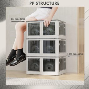 HOMCOM Pojemnik na przechowywanie 69L z kółkami Skrzynia z dostępem z 5 stron Biała przestrzeń magazynowa | Aosom PL