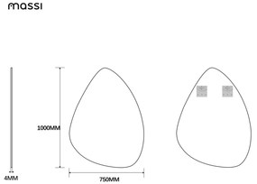 Lustro o nieregularnym kształcie oszlifowane bez podświetlenia DROP | Różny rozmiar | Różne kolory szkła : Kolor tafli szkła - Brązowy, Rozmiar - 100 x 75 cm