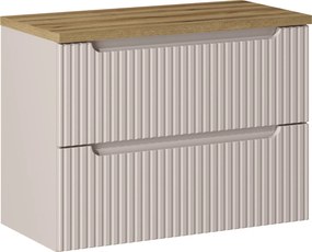 Szafka 2 szuflady Nova 80 cm z blatem, kaszmir mat/dąb coast evoke