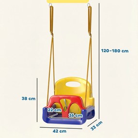 Outsunny Huśtawka dla niemowląt 3 w 1 regulowana, huśtawka z oparciem i pasem, dla dzieci 9-36 miesięcy, ciemnoniebieska | Aosom PL