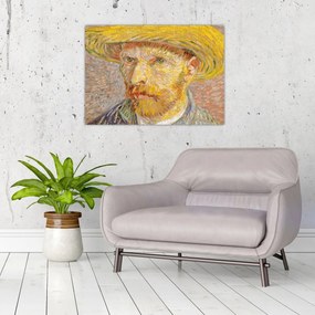 Obraz na szkle - Vincent van Gogh, Self-Portrait with a Straw Hat (The Potato Peeler), reprodukcje (70x50 cm)