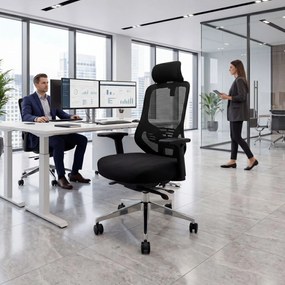 Ergonomiczny fotel biurowy z siatką czarny AXIS