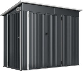 Outsunny Metalowy domek narzędziowy 2,68 m², zamykany domek z 3 drzwiami, wentylacja, dach jednospadowy, rękawice | Aosom PL
