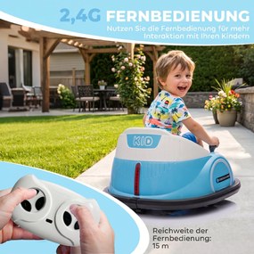 AIYAPLAY Autoscooter, obrót 360°, prędkość 2 km/h, pas bezpieczeństwa, światła LED, muzyka i klakson, Niebieski | Aosom PL
