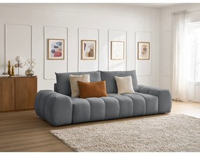 Ciemnoszara rozkładana/ze schowkiem sofa z tkaniny szenilowej 278 cm Everest – Bobochic Paris