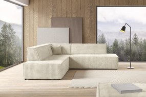 Masseno Narożnik TESSO z funkcją spania i pojemnikiem na pościel Narozniki L, Rozkładana sofa - Kremowy, TILIA 03