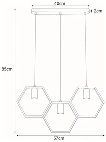 Potrójna geometryczna lampa wisząca - S058-Gesta