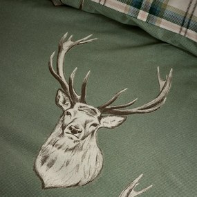 Zielona pościel dwuosobowa 230x220 cm Stag Check – Catherine Lansfield