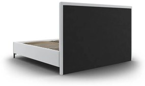 Jasnoszare tapicerowane łóżko dwuosobowe ze schowkiem i stelażem 200x200 cm Casey – Mazzini Beds