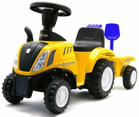 Baby Mix Odpychacz traktor z przyczepką i narzędziami New Holland, żółty