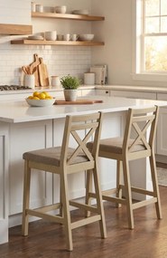 Drewniane skandynawskie krzesło barowe dąb sonoma L9-R77