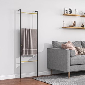 HOMCOM Stojak na ręczniki, wolnostojący, 4 szczeble, 49x5,5x167,5 cm, Czarny/Natur