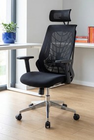 Czarny fotel ergonomiczny zgodny z rozporządzeniem MR i PS z 2023r. F1-F25