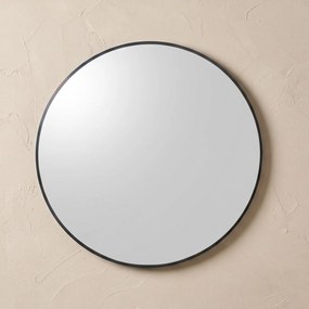 Okrągłe lustro ścienne w metalowej ramie, Ø 70 cm, czarne