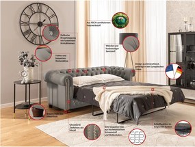 Szara aksamitna rozkładana sofa 203 cm York Blik – Ropez